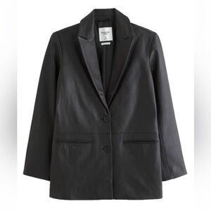 Abercrombie Black Genuine Leather Blazer, jacket